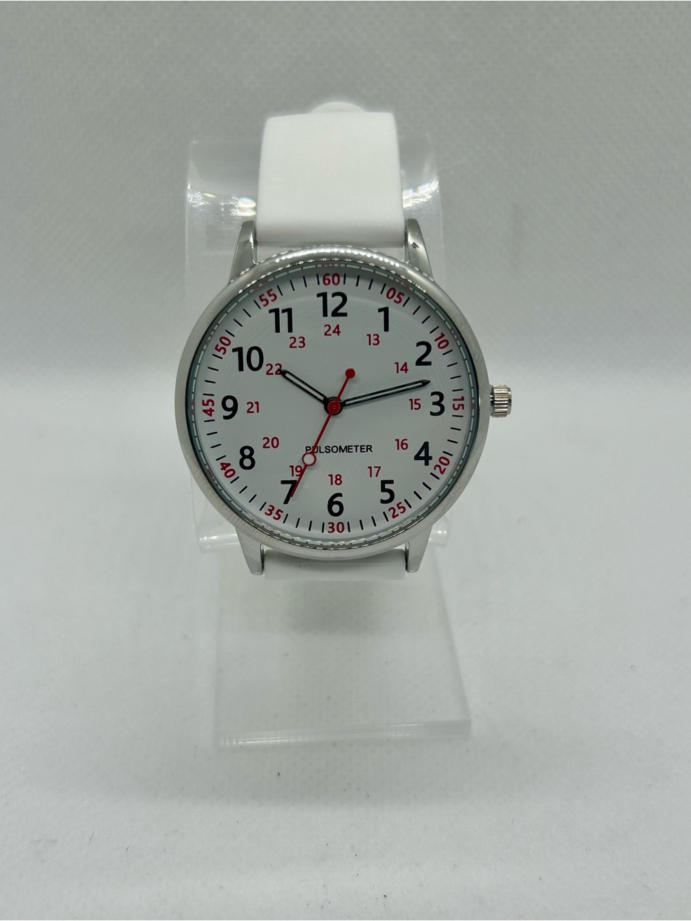 Minimalist Pulsometer White Dial 38mm Watch White Silicone Strap New In Box